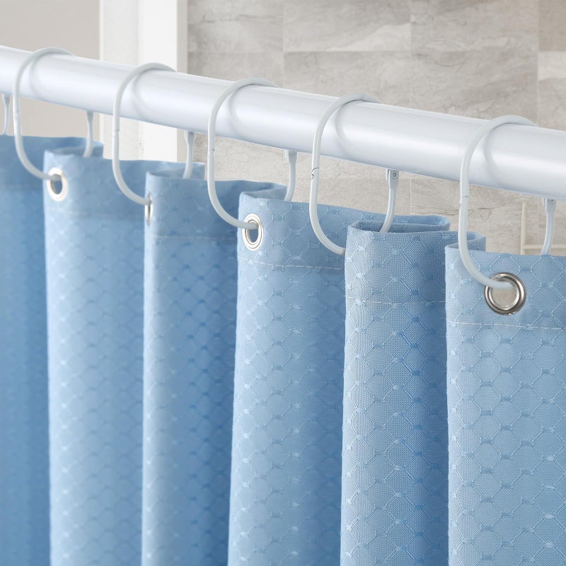 Goowin Shower Curtain Rings, 12 Pcs Shower Curtain Hooks, Oval Snap Shower Rings for Curtain, Metal Shower Curtain Rings Rust Proof, Glide Smoothly Shower Hooks for Shower Curtain Rod (White) - Image 2